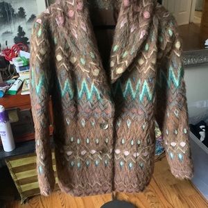 Women’s Babette Multi-Colored Wool Blend Trench-like Jacket Sz: XL